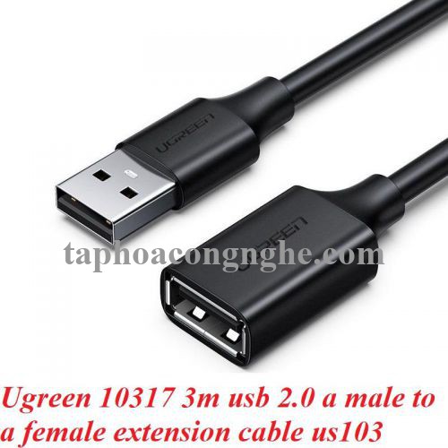 Ugreen 10317 3M màu Đen Cáp tín hiệu nối dài USB 2.0 lõi thuần đồng US103 30010317
